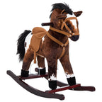 Qaba Rocking Horse Realistic Sounds for Toddlers 3-9, Dark Brown