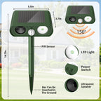 Solar Ultrasonic Animal Repellent, Deer Repellent Devices Waterproof, Cat Repellent Outdoor with Motion Detection Squirrel Skunk Rabbit Dog Raccoon