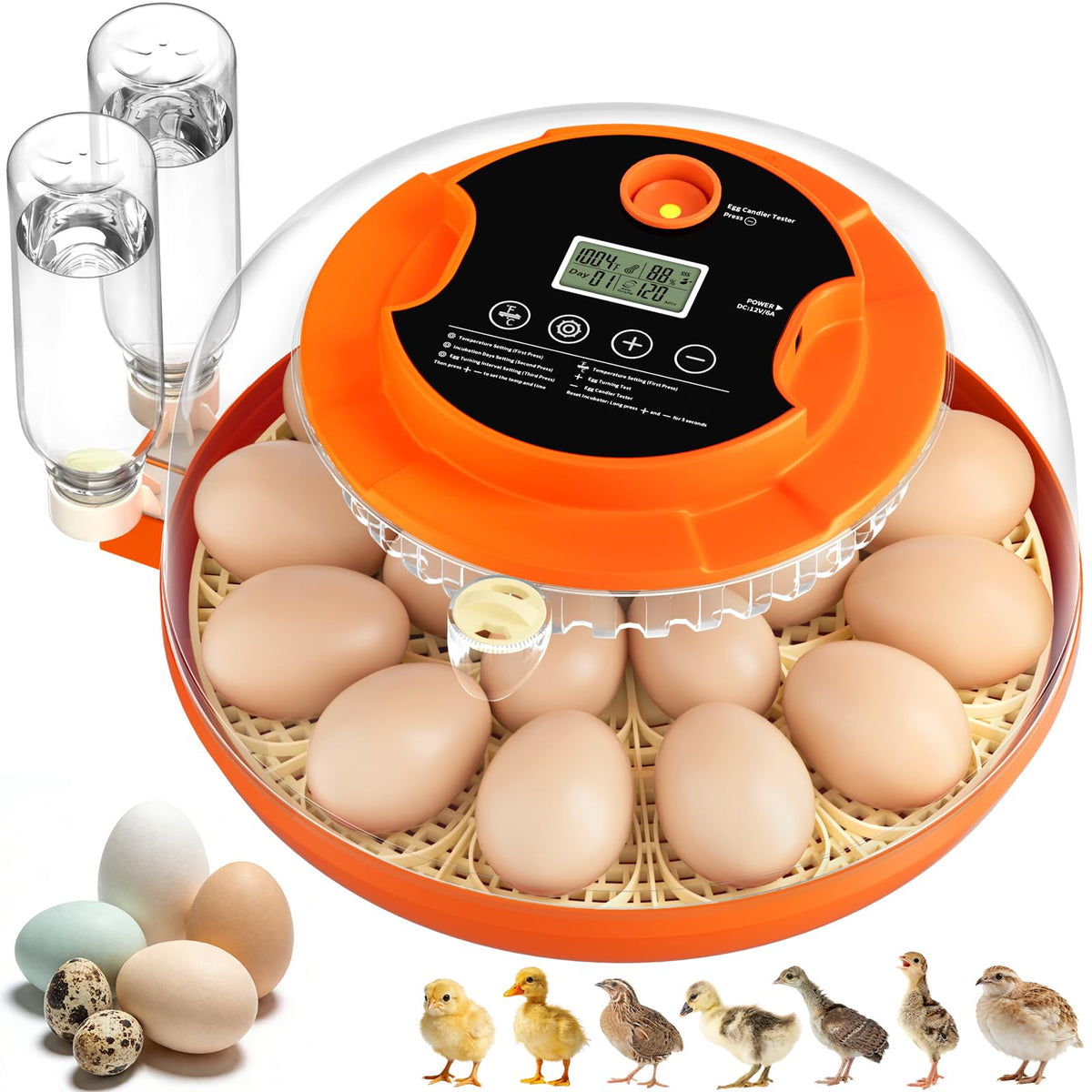 18 Egg Incubators for Hatching Eggs, Automatic Egg Turning and Humidity Control Incubator for Hatch Chicken Duck Quail Pigeon Pheasant Partridge Home