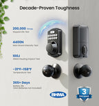 Veise KS01C Keyless Entry Deadbolt Door Lock with Knobs, Matte Black
