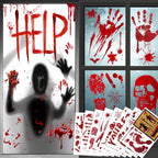 Toodour Halloween Bloody Window Clings Posters, Bloody Handprint Sticker Party Decoration for Haunted House Door Creepy School Dormitory Window