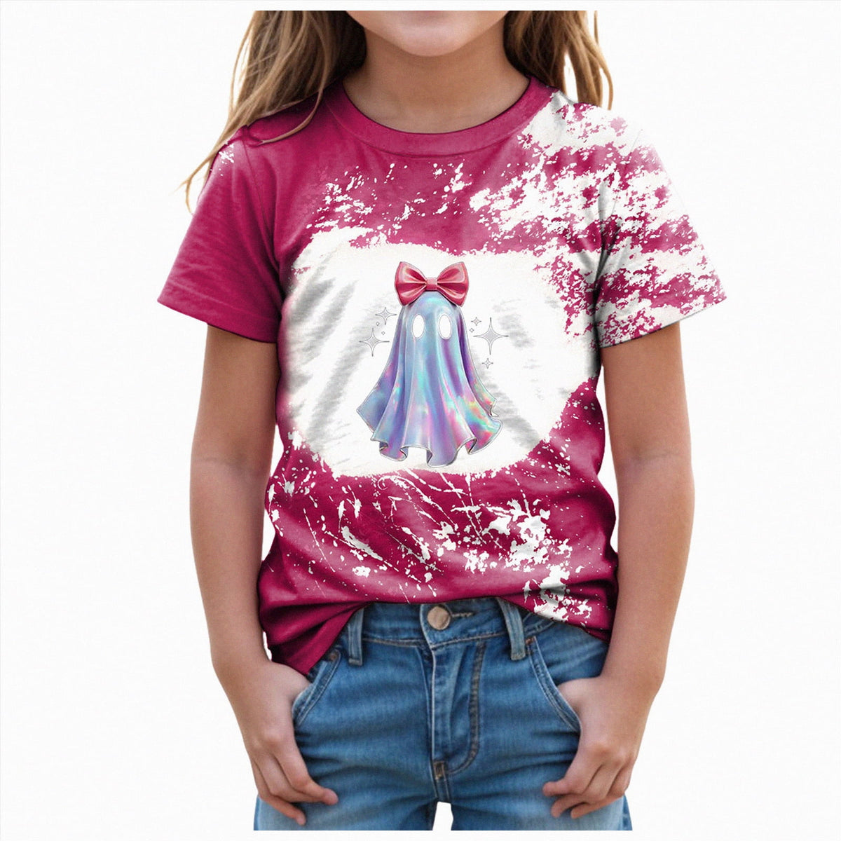 CAUYDY Halloween Ghouls Ghost Retro Girl Kids T-Shirt Graphic Tshirt Little Kids Fall Short Sleeve Tee Tops(Orange, 8-9 Y)