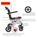 Ultra-Light Portable Folding Transport Wheelchair With Handbrake, 16.5 lbs, 220 lbs Capacity, 34.2 x 32.6 Unfolded Dimensions