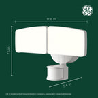 GE Outdoor Security LED Floodlights, Adjustable 2-Head Light with Motion & Dusk to Dawn Sensor, Hardwired, 3500 Lumens