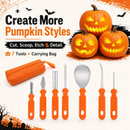 Halloween Pumpkin Carving Kit Heavy Duty Stainless Steel Pumpkin Carving Tools With Carrying Sculpting and Carving 7pcs