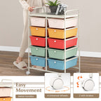 Costway 10-Drawer Storage Cart Utility Rolling Trolley Kitchen Office Organizer Macaron