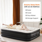 CONCETTA Queen Size 18" Air Mattress, Inflatable Bed with Built-in Pump, Quick Setup & Comfortable Support for Home and Travel