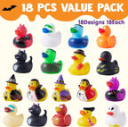 Joyfy 18 PCS Halloween Rubber Ducks for Halloween Goodie Bag Fillers, Trick or Treating Ducky Duck Bulk Toys Party Favors Supplies, Halloween Decorations for Kids Bath Toys