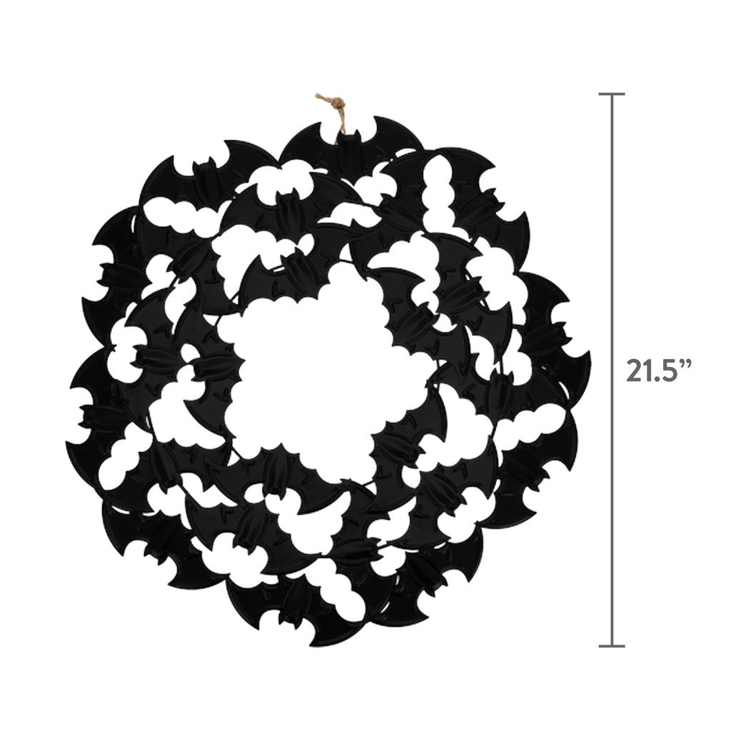Metal Bat Wreath, Black, 21.5", Halloween by Way To Celebrate