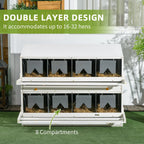 PawHut Chicken Nesting Boxes With 2 Egg Collection Trays, 8 Compartments