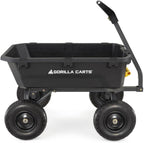 Poly Dump Garden Cart With No-Flat Tires And Serrated Shovel, 7 Cubic Feet, 1,200 lb Capacity, Black