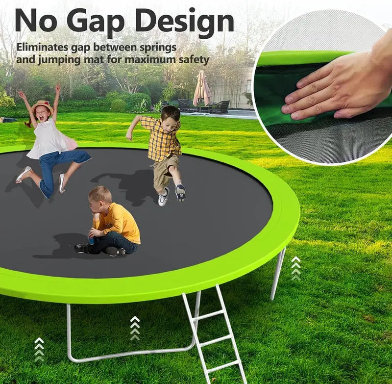 Trampoline With Enclosure Net And Adjustable Basketball Hoop - 8ft, 10ft, 12ft, 14ft, 15ft, 16ft
