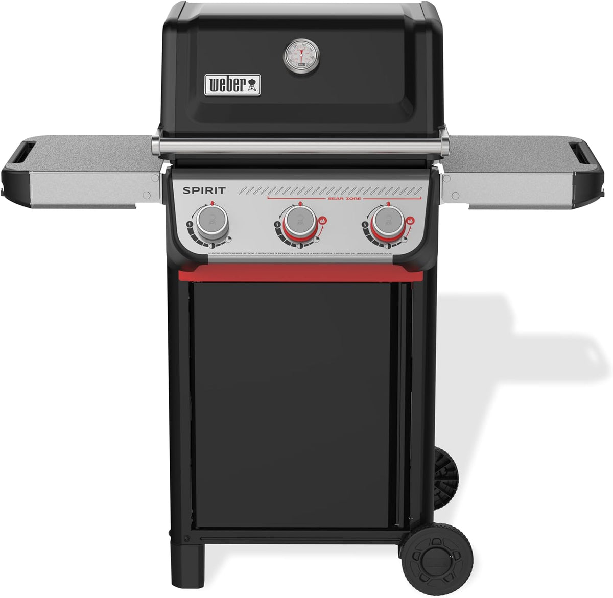 Weber Spirit E-325 Liquid Propane Gas Grill, 3 Burners, 2 Boost Burners, Black - Porcelain-Enameled Cast-Iron Grates