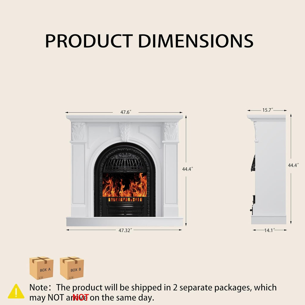 BLANKSPACE 48in Electric Fireplace With Mantel and TV Stand - Black Birdcage