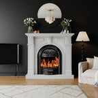 BLANKSPACE 48in Electric Fireplace With Mantel and TV Stand - Black Birdcage