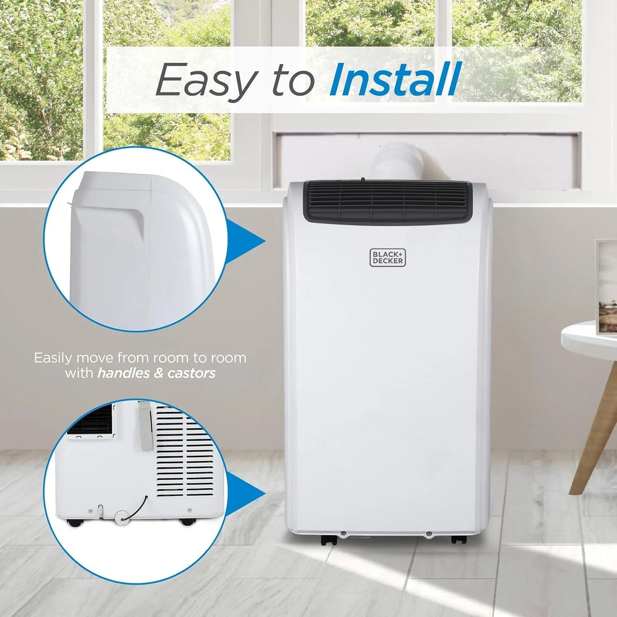 BLACK+DECKER Portable Air Conditioner 10,000 BTU for Rooms up to 450 Sq. Ft., White