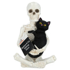 Skeleton and Cat Decoration, Black and White, 8.8", Halloween by Way To Celebrate