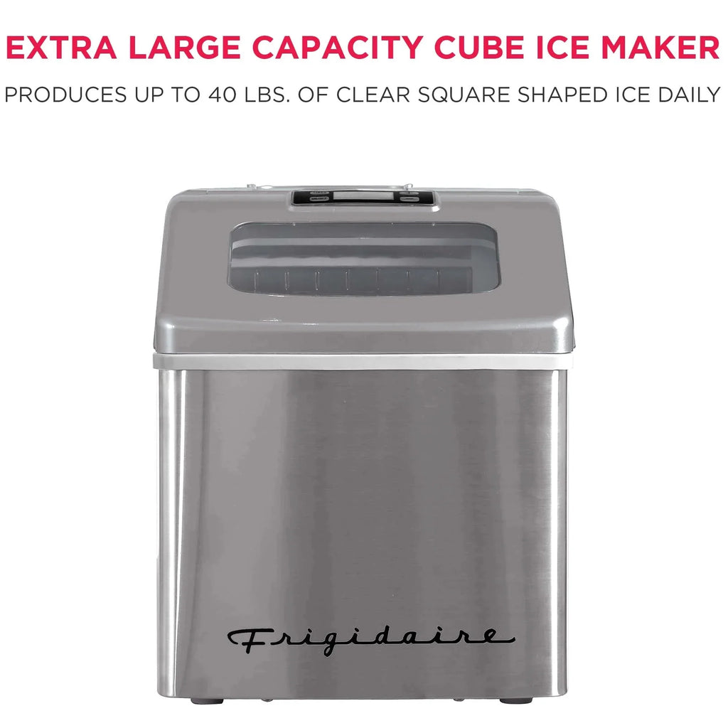 Frigidaire Countertop Clear Square Ice Maker, 40 lbs. Per Day - Stainless Steel