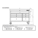 Heavy-Duty 52 in. 9-Drawer Mobile Workbench With Adjustable-Height Solid Wood Top - Matte Blue