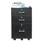 Ktaxon 3-Drawer Rolling Wood File Cabinet with Lock, Portable Vertical Mobile Wooden Storage Filing Cabinet for Home Office,Black