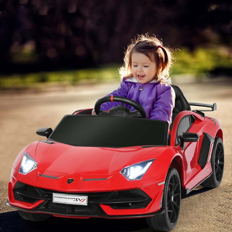 Licensed Lamborghini SVJ Kids Ride-On Car, 12V Battery Powered - Red, White, Black, Green Or Pink