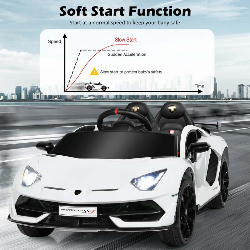 Licensed Lamborghini SVJ Kids Ride-On Car, 12V Battery Powered - Red, White, Black, Green Or Pink