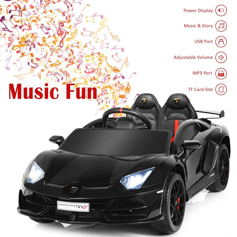 Licensed Lamborghini SVJ Kids Ride-On Car, 12V Battery Powered - Red, White, Black, Green Or Pink