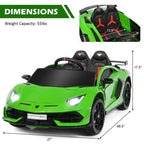 Licensed Lamborghini SVJ Kids Ride-On Car, 12V Battery Powered - Red, White, Black, Green Or Pink
