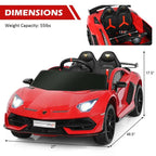 Licensed Lamborghini SVJ Kids Ride-On Car, 12V Battery Powered - Red, White, Black, Green Or Pink