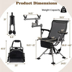 360 Swivel Hunting Chair With Adjustable Gun Holder, Armrests And 330 lbs Capacity - Black/Grey