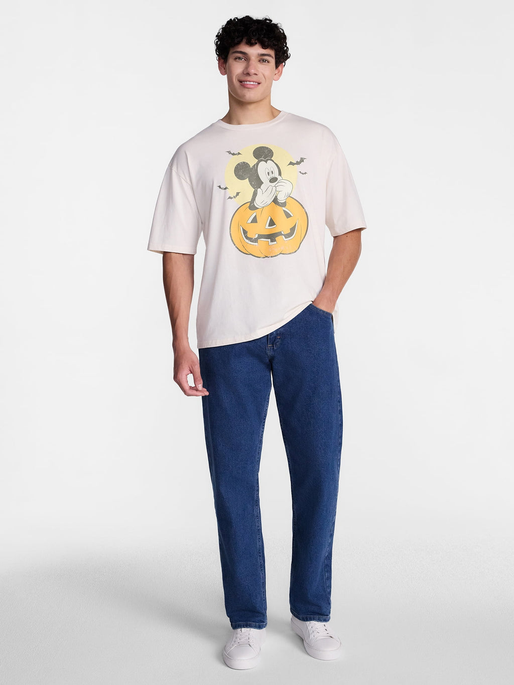 Mickey Mouse Pumpkin Men's and Big Men's Halloween Graphic Tee, Sizes XS-5XL