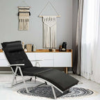 7 Position Folding Outdoor Chaise Lounge Chair With Cushion And Pillow