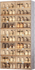 ANTBOX Stackable Plastic Shoe Storage Cabinet With Magnetic Clear Door, 10 Tiers 40 Pairs