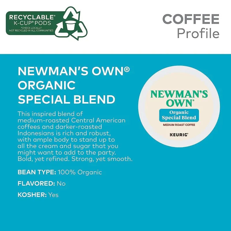 Newman's Own Organics Medium Roast Coffee K-Cup Pods, 96 Count