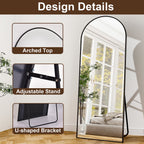 BEAUTYPEAK Arched Full Length Floor Mirror 64"x21.1" Full Body Standing Mirror,Black