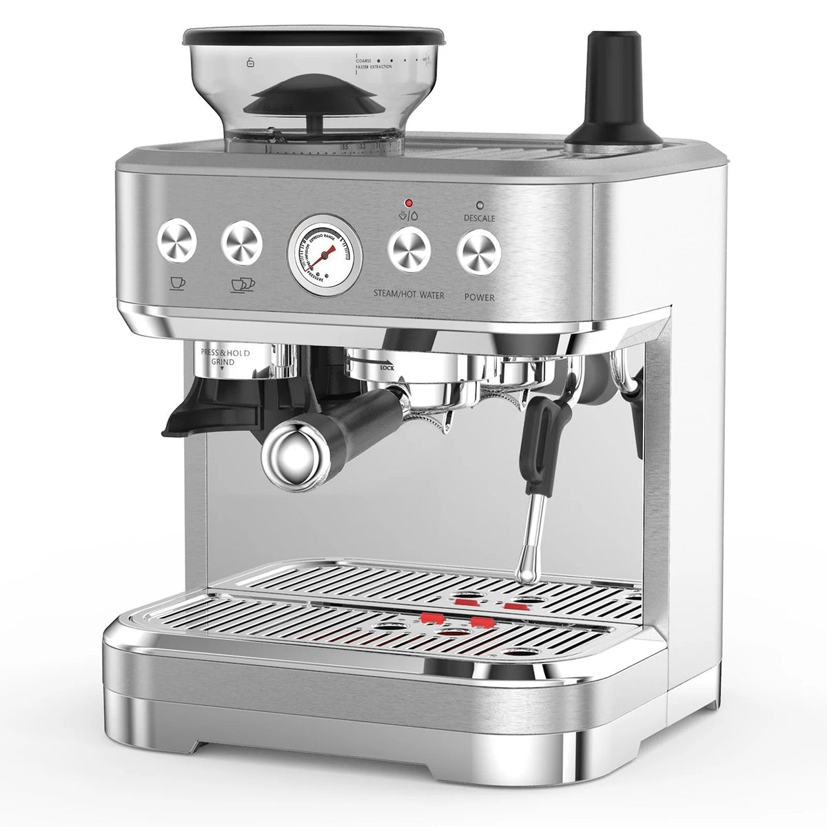 Entcook Espresso Machine With Grinder And Milk Frother, 15 Bar 2.5 L