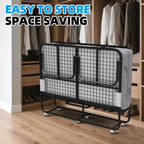 Folding Rollaway Guest Bed With 75in x 31in Cot Mattress And 5in Memory Foam