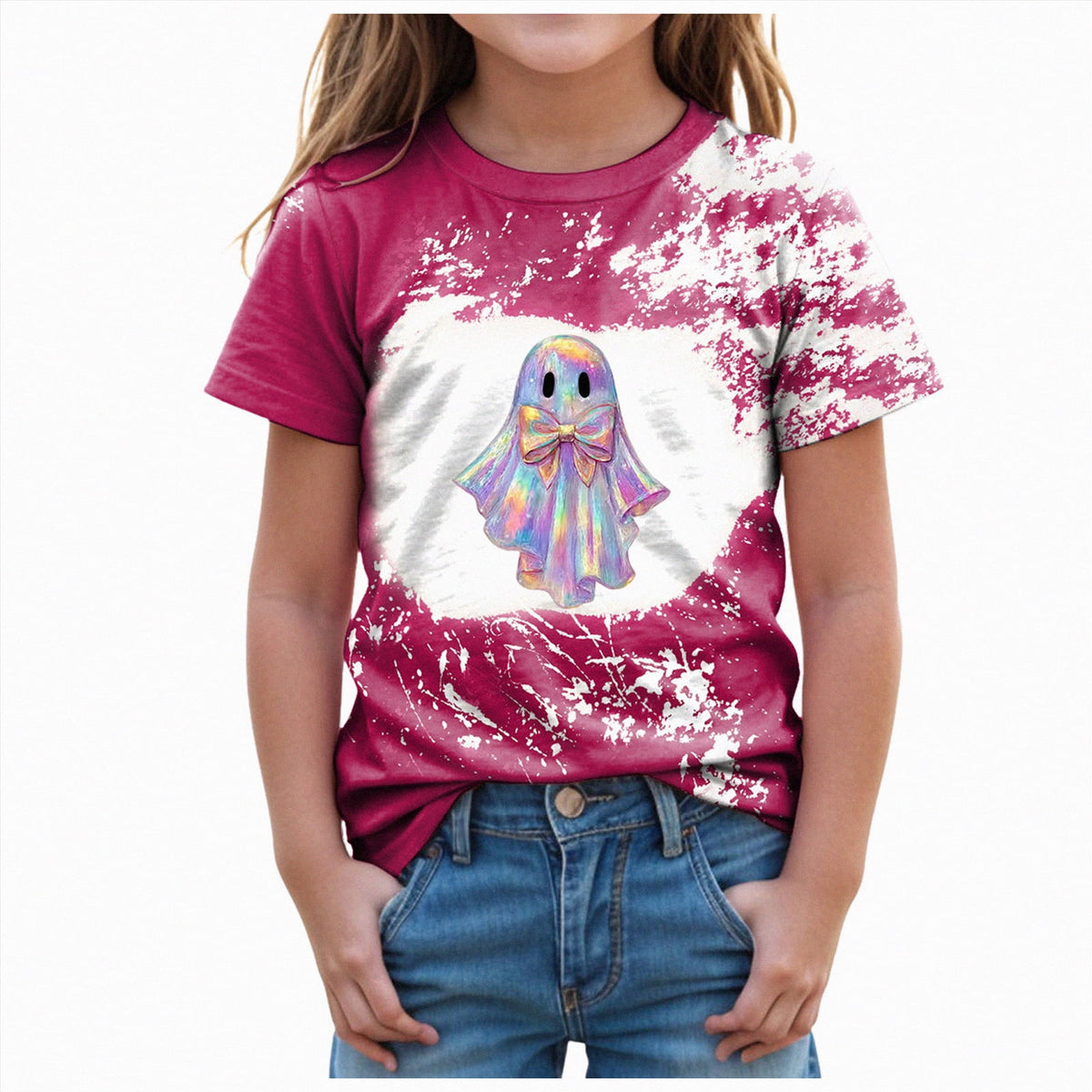 CAUYDY Halloween Ghouls Ghost Retro Girl Kids T-Shirt Graphic Tshirt Little Kids Fall Short Sleeve Tee Tops(Orange, 8-9 Y)