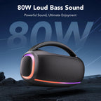 Outdoor Bluetooth Speaker, 80W Loud Speaker with Bass, Speakers Bluetooth Wireless with 24H Long Battery Life, IPX7 Waterproof, Speakers for Pool