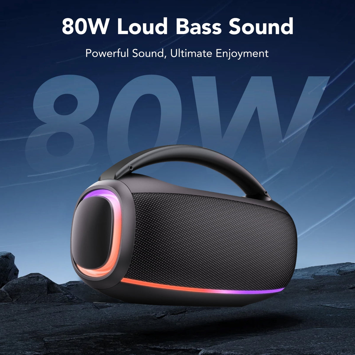 Outdoor Bluetooth Speaker, 80W Loud Speaker with Bass, Speakers Bluetooth Wireless with 24H Long Battery Life, IPX7 Waterproof, Speakers for Pool
