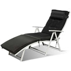 7 Position Folding Outdoor Chaise Lounge Chair With Cushion And Pillow