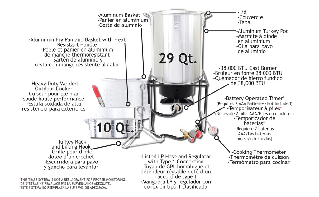 King Kooker Propane Outdoor Fry Boil Package with 2 Pots, silver, one size (12RTFBF3)