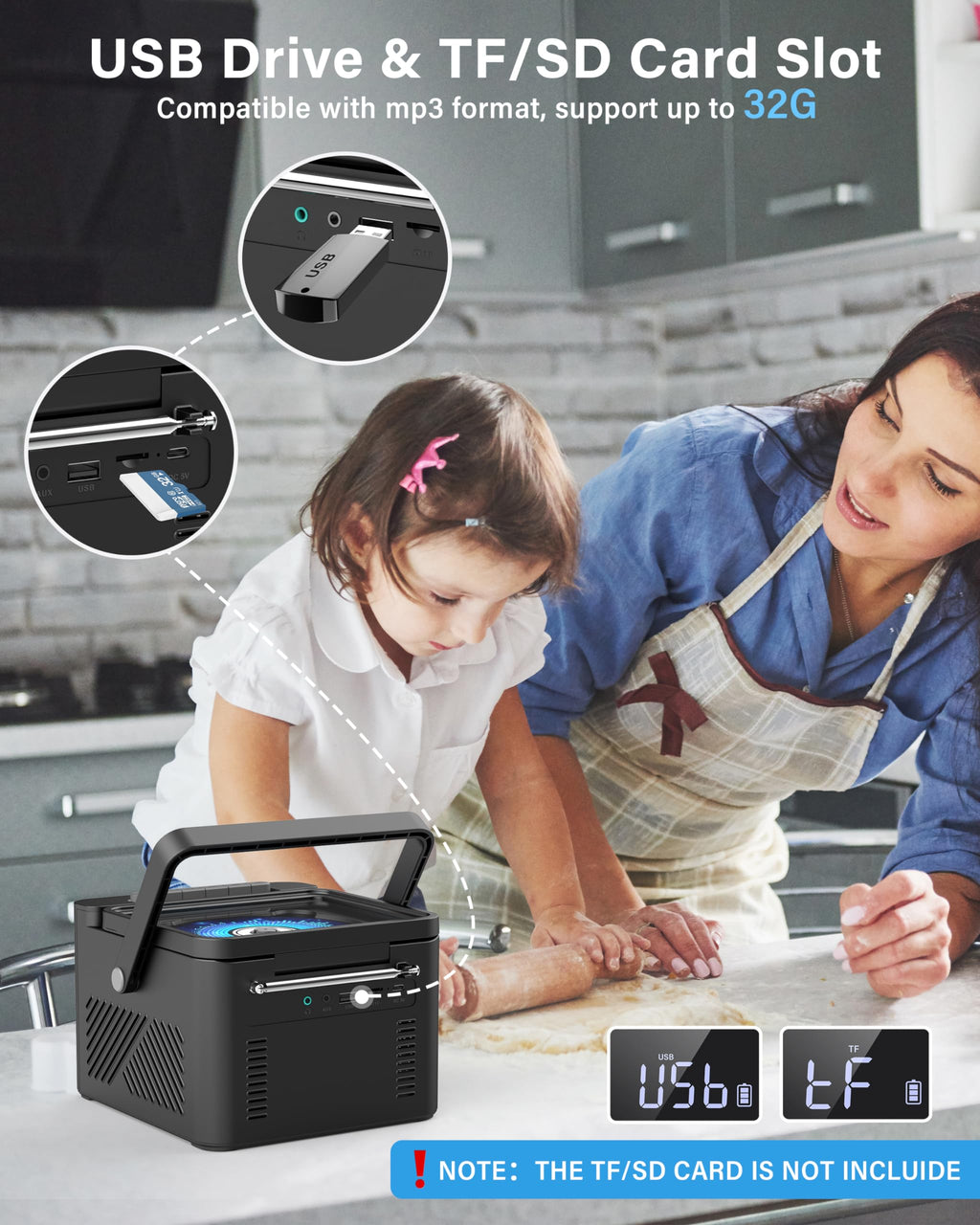 Boombox Cassette CD Player Combo with Bluetooth, 5000mAh Battery