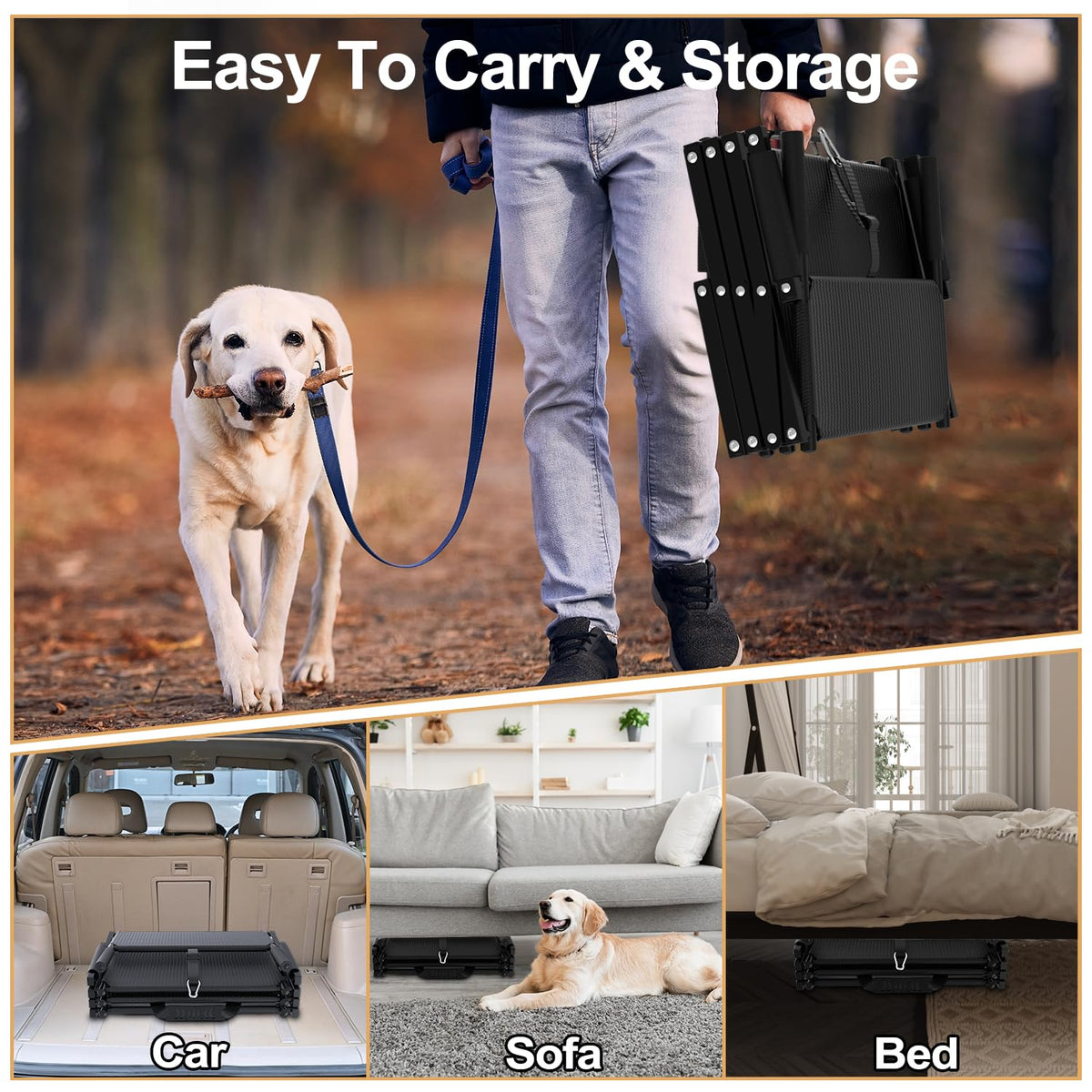 Extra Wide 20" Dog Stairs for Large Dogs, Dog Steps for Car 4 Steps