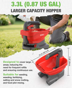 SHALL Battery Powered Fertilizer Spreader, 7.2V Rechargeable Seed Spreader for Salt, De-Icer, Earth Food, Grass Seed, 8-Level Settings and 3.3L Large