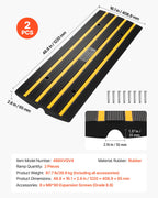 VEVOR Rubber Curb Ramps for Driveway, 2 Pack Threshold Bridge, 33069 lbs Load Capacity, 2.5" Rise, with Reflective Safety Strips, Ideal for Cars, RVs