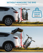 PAULINN Ebike Rack for Tow Hitch, Heavy Duty 2 Bike Folding Bicycle Car SUV Racks for E Bike,Fat Tire and Standard, 2" Hitch Receiver, 200 LBS