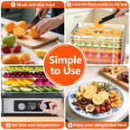 TNTANTS Food Dehydrator, 8 Trays Electric Dehydrator with Adjustable 48H Timer & 95-176℉ Temperature Control, Dehydrator for Food and Jerky, Fruits