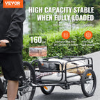 VEVOR Bike Cargo Trailer, 60/88/100/130/160 lbs Load Capacity, Heavy-Duty Bicycle Wagon Cart, Foldable Compact Storage with Universal Hitch