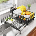 Expandable Dish Drying Rack for Kitchen Counter, Stainless Steel, Black